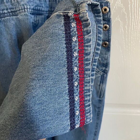 Donna Ricco Medium Vintage Y2K Denim Jean Overalls Embroidered - Picture 6 of 8